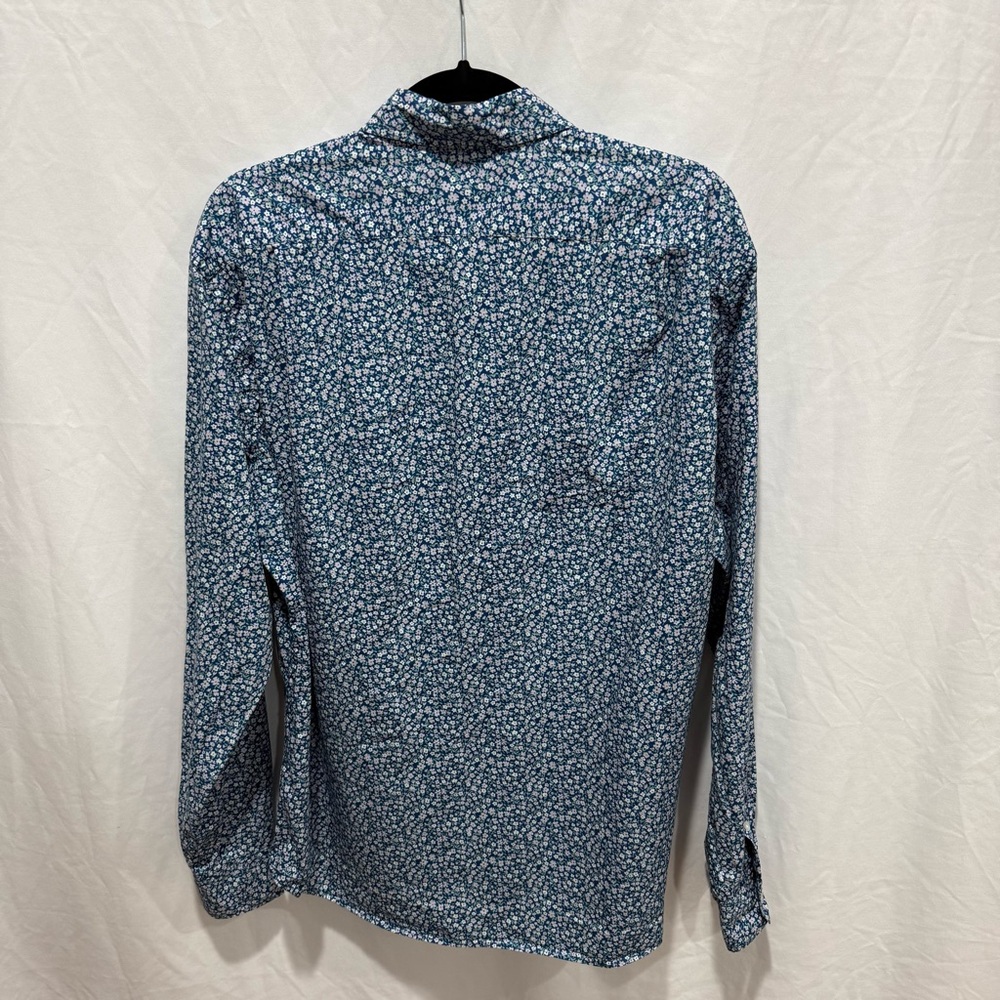 J Crew Slim Flex Washed Shirt Micro Floral Button Down Large Artsy Spring Office - Picture 6 of 11